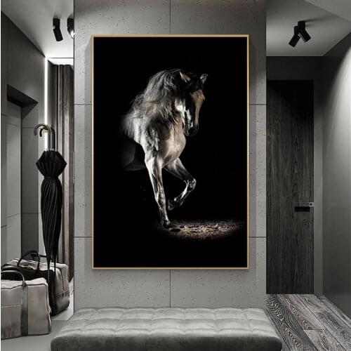 Black Horse Photography Canvas Photo Prints Modern Animal Canvas Painting Home Decor Wall Art Pictrues Prints no frame
