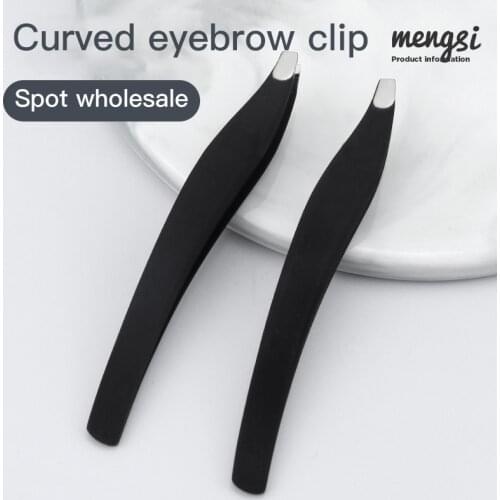 Black Multi-purpose Eyebrow False Eyelash Tweezer Stainless Steel Slant Tip Eyes Tweezer Clip For Face Hair Removal Make Up Tool