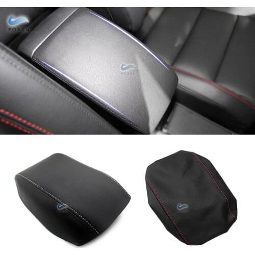 For VW Golf 6 MK6 2010 2011 2012 2013 Microfiber Leather with 1 Red / White Line Car Interior Center Armrest Box Cover Trim