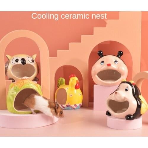 Pet Hamster Ceramics Cage Hamster Summer Sleeping Nest Small Pet Cooling Ceramics Cage Animal Sleepping Bed House For Guinea Pig