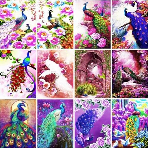 EverShine Diamond Embroidery Animals Diamond Painting Full Drill Square Peacock Cross Stitch Handmade Hobby Gift Home Decoration