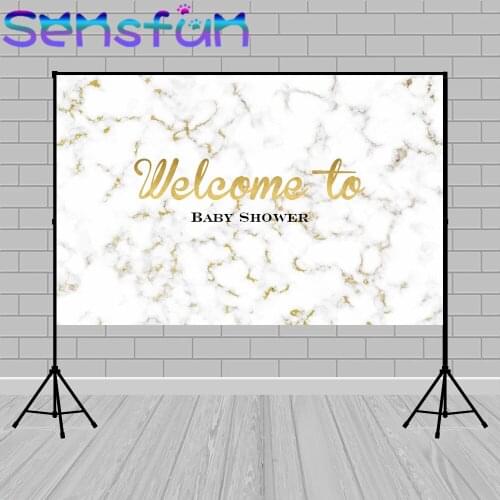 White Marble theme Photography Background Custom Kids Birthday Party Decoration Gold Baby Shower Backdrops Portrait Photocall