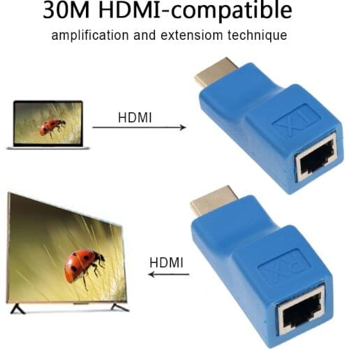 HDMI-compatible Extender Up To 30m RJ45 Ports LAN Network HD Extension 30m Over CAT5e/6 UTP LAN Ethernet Cable For HDTV Monitor