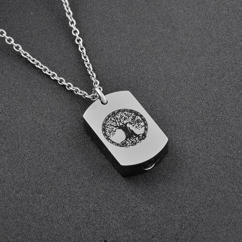 CMJ9802 Hot Stainless Steel Tree of Life Tag Urn Pendant Necklace Ash Keepsake Urn Charm Pendant Ash Holder Charm for Love