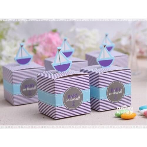 Baby shower favor box--"Baby on Board!" Pop-Up Sailboat Favor Boxes and wedding candy box 500pcs/lot