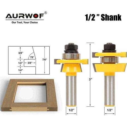 LAVIE 2pcs 12mm 1/2" Shank Shaker Rail & Stile Router Bits Set Carbide Door Knife Woodworking Tenon Cutter Tools For Wood 03055