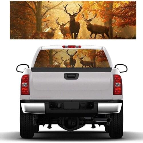 Elk Forest for Truck Jeep Suv Pickup 3D Rear Windshield Decal Sticker Decor Rear Window Glass Poster 57.9 x 18.1 Inch