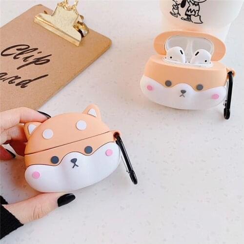 Cute Corgi Wireless Bluetooth Silicone Case For Apple Airpods pro 1 2 Protective Cover Air Pods Earphone Cases Cartoon Key Ring