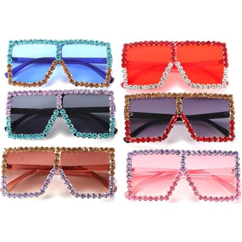 Fashion Baby Diamond Square Sunglasses Kids Girls Boys Luxury Rhinestone Frames Eyeglasses UV400 Outdoor Beach Protection