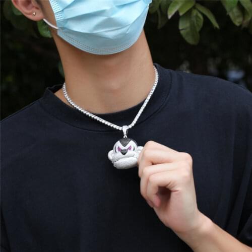 Fashion Hip Hop Gorilla Pendant Necklace With Iced Out Cubic Zircon Tennis Chain For Men Party Jewelry Best Gift