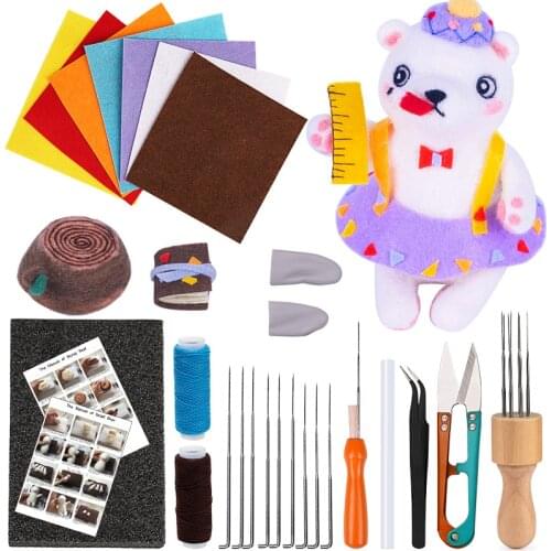 KAOBUY Colorful Doll Wool Felting Needle Kit Beginner Yarn Roving Felting Supplies DIY Sewing Mold Needlework Accessories