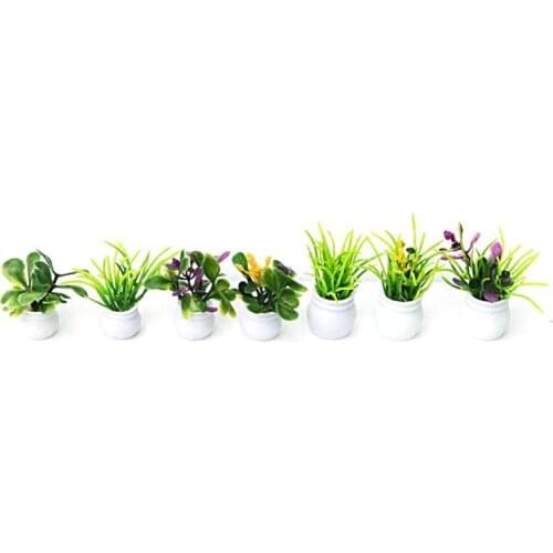 Set of 7 Dollhouse Miniature Pot Flowers Landscape DIY Sand Table Plant Model