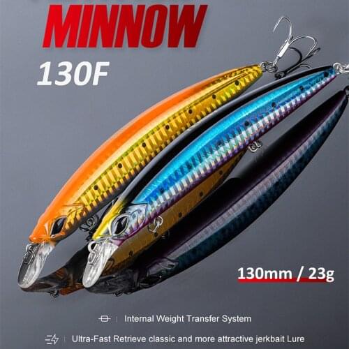 Noeby 5pcs 130mm 23g Deep 1.5m crankbaits Floating Minnow Bass Fishing Lure Artificial Bait