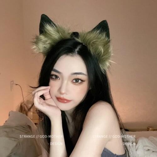 Fox ears animal Wolf ears hair accessories cute cat hair hoop plush Japanese hand hair clip female side clip accessories Neko