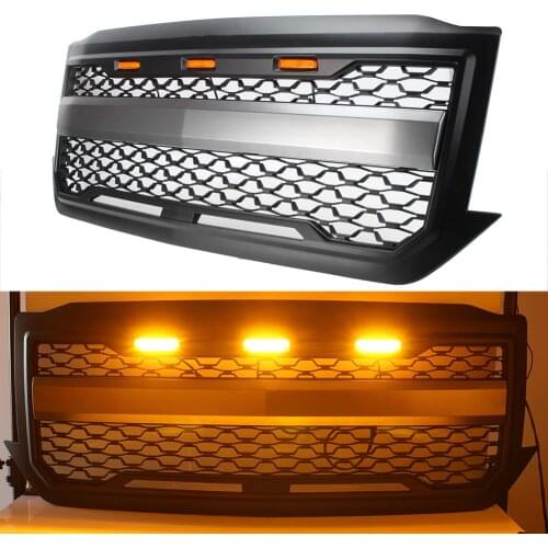 Front Grill Grille w/ Amber Light for CHEVROLET Silverado 1500 2016 2017 2018 Silverado1500 84134049 Car Accessories Matte Black