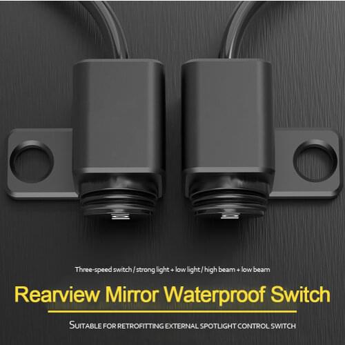 12V Motorcycle 10mm Mirror Mount Switches Motorbike Headlight Hazard Brake Fog Lights ON-OFF-ON Waterproof Switch Button
