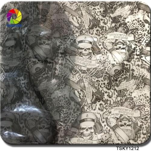 TSAUTOP Size 0.5m x 20m hydrographics and water transfer printing film skull hydro dipping film WDF1212K