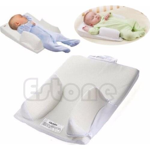 Newborn Baby Infant Sleep Positioner Prevent Flat Head Shape Anti Roll Pillow