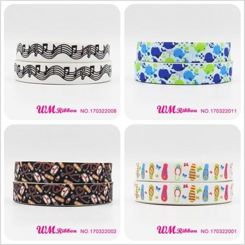 Q&N ribbon 7/8inch 22mm music printed grosgrain ribbon webbing 50yards/roll for hair tie headband free shipping