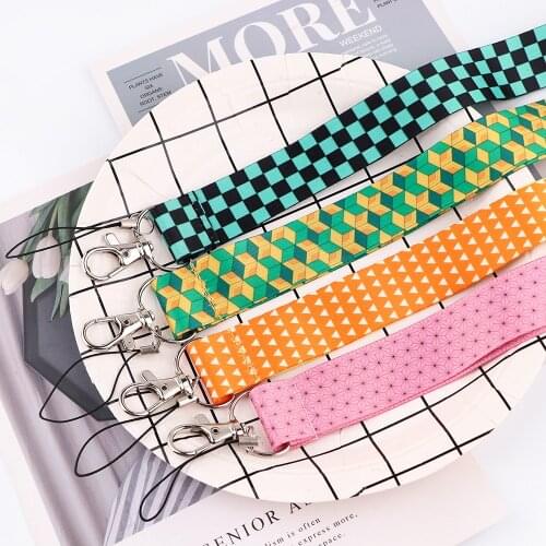 CB911 Anime Lanyard Keychain Demon Slayer Neck Strap ID Card Cell Phone Straps USB Badge Holder Lanyard Keyring for Women Men