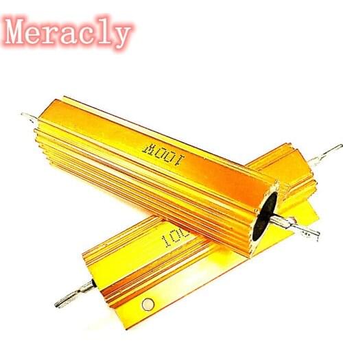 RX24 100W 0.22R 1R 3R 4R 5R 6R 7.5R 8R 9.1R 10R 15R 20R 30R 40R 50R 100R 200R 220R 1K Power Metal Shell Aluminium Gold Resistor