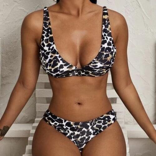 Sexy Leopard Brazilian Bikini Set Halter Push Up Bikinis Women Cow Swimwear Women Bathing Suit Female Biquini maillot de bain