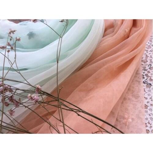 Blue/orange pink Bilateral positioning flower cotton embroidery mesh lace fabric DIY decorative accessories