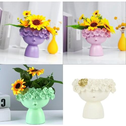 Nordic Mona Vase Resin Flower Fairy Desktop Storage Organization Flower Arrangement Modern Home Ornaments Cachepot For Flowers
