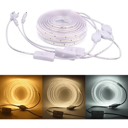 SMD 2835 LED Strip Light Lighting 220V 120LED/m Flexible Led Ribbon Lights with ON/OFF Switch Power Plug EU UK 1m 10m 20m 100m