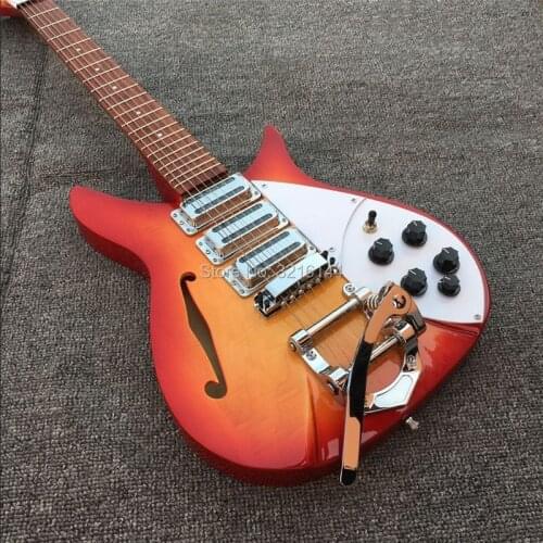 STOCK,Tomato egg color ricken- backer 325 electric guitar 3 piece of pick-up, real photos, cs guitar