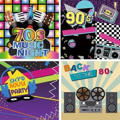 Back To The 80s and 90s Backdrops Artistic Photos Background Decorations for Party Old-fashion Radio Photography Props