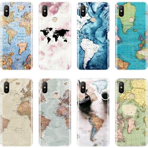 Back Cover For Xiaomi Mi A1 A2 8 Lite SE Silicone Soft World Map Pink Marble Case For Xiaomi Mi 5 5C 5S 5X 6 6X Plus Phone Case