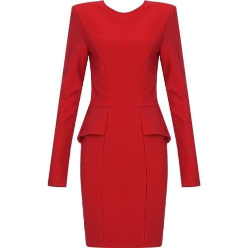Bandage dress bodycon women spring New club party night red elegant midi dresses vintage clothing
