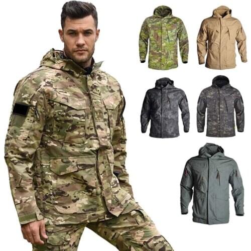 HAN WILD Winter Men Outdoor Tactical Jackets Camouflage Hooded Army Clothing Coat Military Jacket Windproof Windbreakers Airsoft
