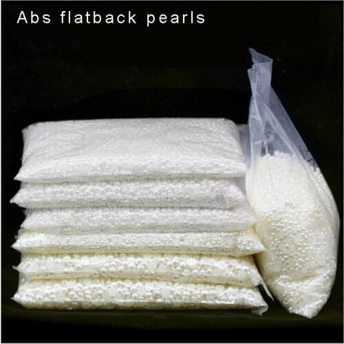 1.5-16mm White Ivory Mixed Colors Flatback Half Round Pearls Craft ABS Imitation Pearl Nail Art Scrapbook Beads DIY Decorate