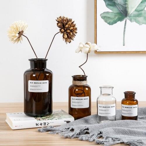 1pc Glass Vase Small Hydroponic Plant Glass Bottle Home Decoration Dried Flower Decoration Transparent Flower Vase