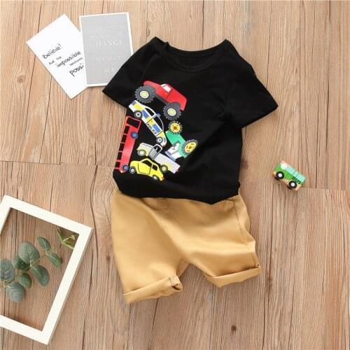 Summer Children Out Cotton Clothes Baby Boy cars O-Neck T Shirt Shorts 2Pcs/sets Infant Outfit Kids Fashion Toddler Tracksuits