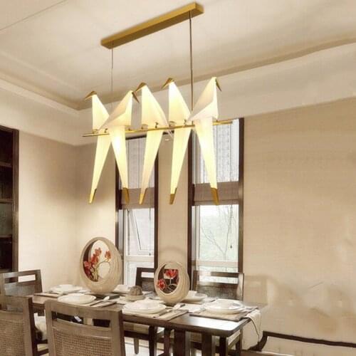 2020 Creative Design Paper Crane Pendant Lamps Chinese style Artistic Bird Lamp LED Pendant Lights for Foyer Hotel Living Room