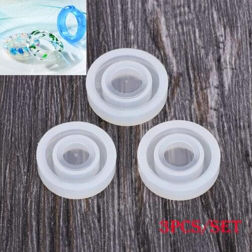 3pcs/set Silicone Ring Mould Flat Shaped Ring Making Mold Flexible Assorted Resin Epoxy Jewelry DIY Tools Resin Molds for Ring