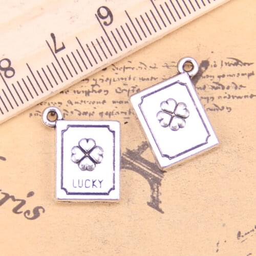 38pcs Jewelry Charms lucky clover book 15x13x3mm Antique Silver Plated Pendants Making DIY Handmade Tibetan Silver Jewelry