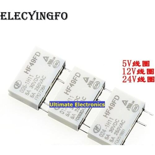 5PCS HF49FD-005-1H11 HF49FD-012-1H11 HF49FD-024-1H11 5V 12V 24V 4 feet normally open 5A relay