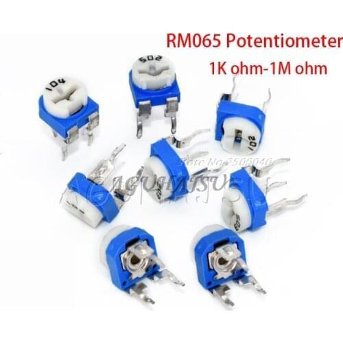 50pcs RM065 RM-065 100 200 500 1K 2K 5K 10K 20K 50K 100K 200K 500K 1M ohm Trimpot Trimmer Potentiometer variable resistor