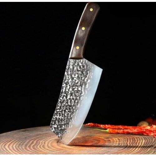5Cr15 Stainless Steel Hand Forged Hammer Pattern Kitchen Knife Chinese Style Kitchen Chop and Slice Knife Sharp Kitchen Knife