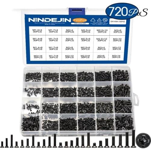 720Pcs Countersunk Flat Head Phillips Mini Screw Set m1.4 m1.7 m2 m2.5 m3 Carbon Steel Computer Notebook Laptop Small Screws Kit