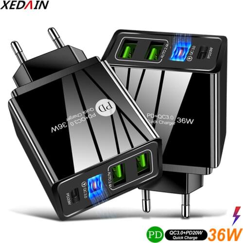 USB C Charger EU UK Plug Quick Charger QC 4.0 3.0 PD 20W Power Adapter For iPhone 12 Series Xiaomi Samsung Huawei Fast Charging