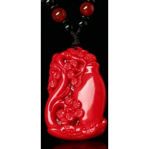 Hetian jades ruby vase pendant gold silk jadees flower rich jade brand mens and womens jades pendant jades necklace