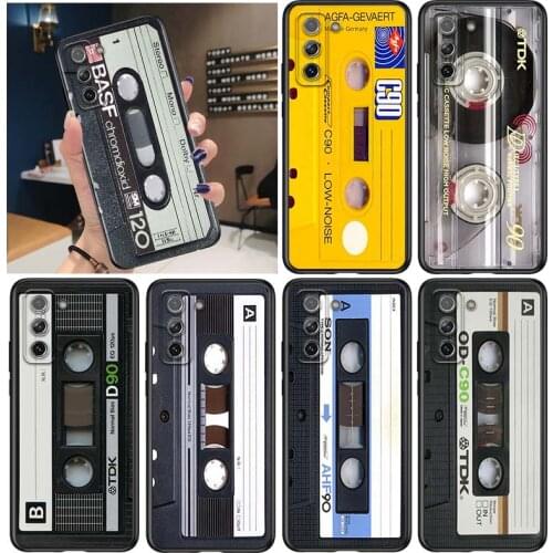 Vintage Magnetic Tape Cassette for Samsung Galaxy S21 Ultra Plus Note 20 10 9 8 S10 S9 S8 S7 S6 Edge Plus Black Phone Case