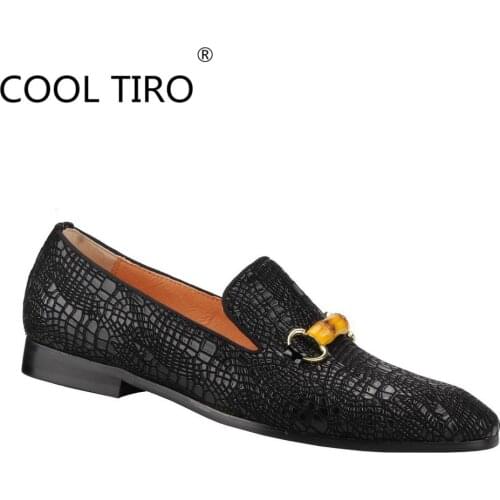 COOL TIRO New2021 Black Crocodile pattern Loafers Shoes for Men Moccasin Slip On Slippers Wedding Dress Party Prom Smoking Shoes