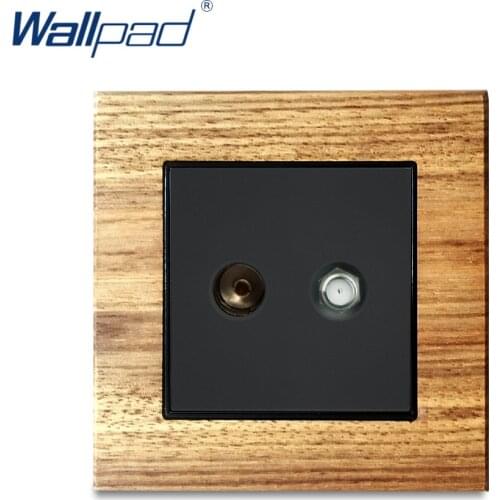SAT TV Sockets Wallpad Luxury Wooden Panel Electric Wall Electrical Outlets For Home