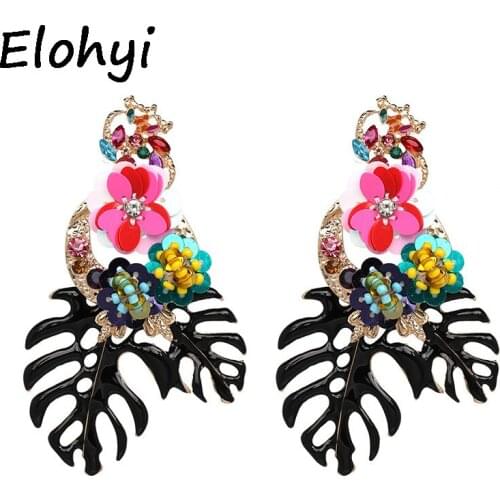 ELOHYI New Style Fashion Jewelry Antique Big Design Vintage Pendientes Hojas Y Flores Leaves Pendants Eaeeing For Women Gift